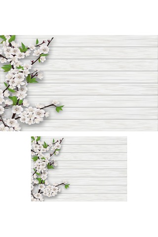 Dijital Baskılı 2 Li Set Banyo Paspası Kaymaz Tabanlı Klozet Takımı Beyaz