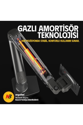 Nb Ergonomic Nb F80 17-32" Amortisörlü 2-9 Kg Monitör Standı Dark Gray