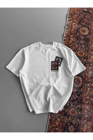 Barlashive Erkek Yazlık Bisiklet Yaka Baskılı Regular Fit Tişört Kısa Kol T-shirt - Beyaz Çok Renkli