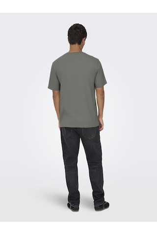 Only & Sons Erkek Yuvarlak Yaka Regular Fit Gri T-shirt - 22033190