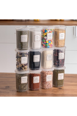 Porsima 1060 Döner Kapaklı Baharatlık Seti 12'li 350 CC Şeffaf