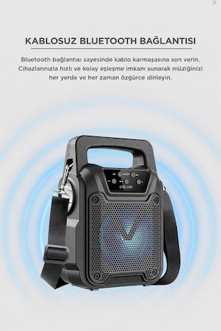 Torima GTS-1767 Bluetooth 5.0 RGB Işıklı El Fenerli Kablosuz Speaker