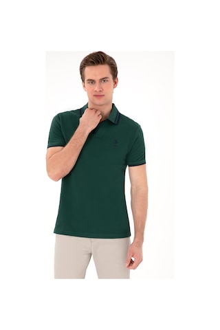 U.S. Polo Assn. Erkek Slim Fit Polo Yaka Koyu Yeşil Tişört 50298081-VR079