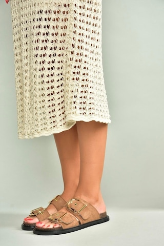 Fox Shoes U267732702 Taba Süet Kadın Terlik Taba-süet