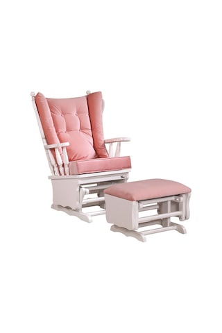 Meltem Kids Sallanır Emzirme Dinlenme Koltuğu Sallanan Sandalye Sallanan Koltuk + Markiz (Beyaz-Pembe 3010)