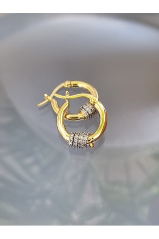 Özel Seri Zirkon Taşlı Halka Küpe Altın