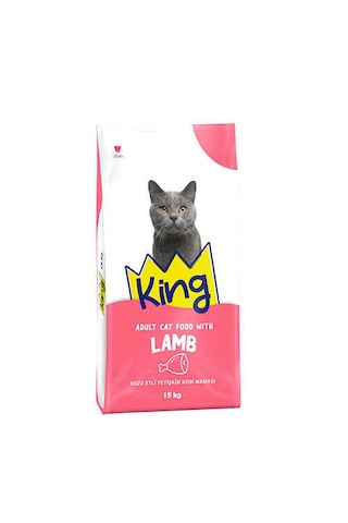 King Plus Kuzu Etli ve Pirinçli Yetişkin Kedi Maması 15 KG