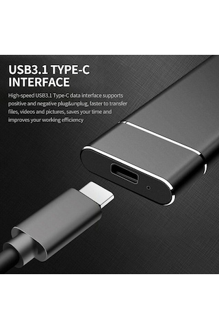 1tb Type-c Mobil Katı Hal Sürücüsü Taşınabilir Usb3.1 Arayüzü Ssd Darbeye Dayanıklı Alüminyum Alaşımlı Katı Hal Sürücüsü Siyah