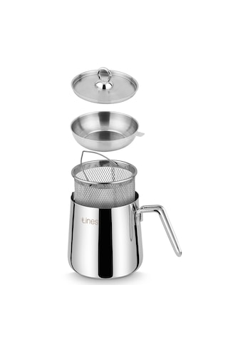 Lines Lkx-1000 4 Parça Çelik Kızartma Tenceresi 13,7x13cm 2lt Paslanmaz Çelik