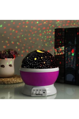 Dönen Renkli Star Master Yıldızlı Gökyüzü Projeksiyon Gece Lambası Masa Lambası Mor