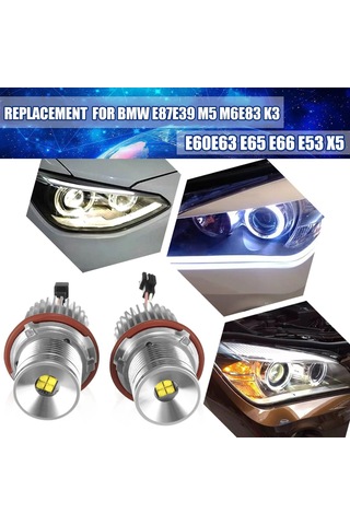 Symbee Bmw E Series E87/e39/m5/m6/x3/x5 İçin 20w Led Melek Gözü Ampülü - 6500k Beyaz Işık, Kolay Kurulum, 1 Çift Set Gümüş