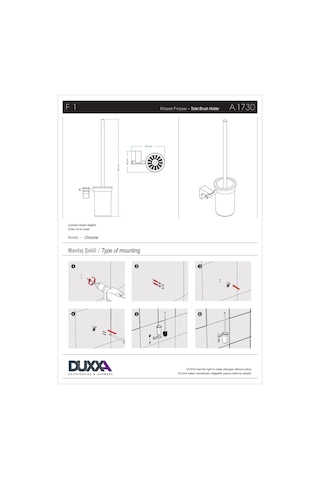 Duxxa F1 Klozet Fırçası- Krom A.1730 Gri