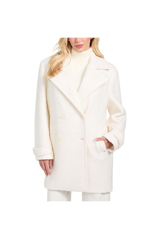 Kadın Leona Yün Karışımlı Kaban - Beyaz Beyaz