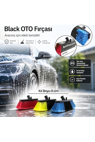 Günsan Black Standart Oto Yıkama Fırçası 8 Sıra - 8 Cm Kıl Boyu, Kutulu- 12'li Paket