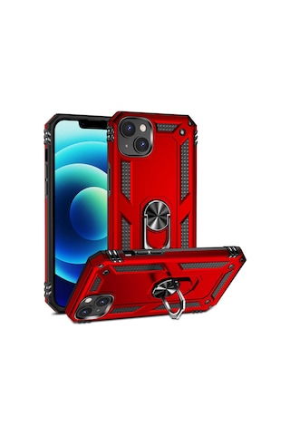 Apple Uyumlu iPhone 14 Kilif Zore Vega Yüzüklü Standli Zirh Kilif 559731656