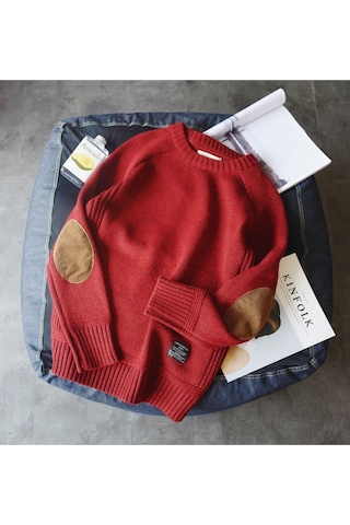 Erkekler İçin Kore Tarzı Kazak Kırmızı