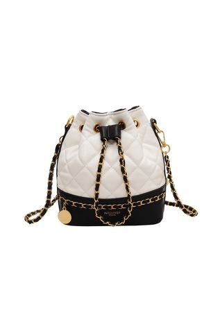 Yystore Kadın Çapraz Askılı Çanta Moda Renk Uyumu Beyaz - Siyah - Siyah