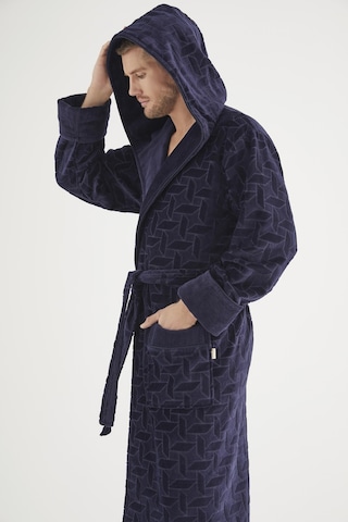 Jakarlı %100 Cotton Erkek Bornozu Lacivert