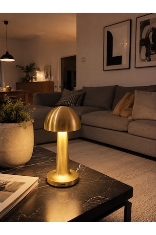 Mantar Masa Lambası Gold Renk Kablosuz
