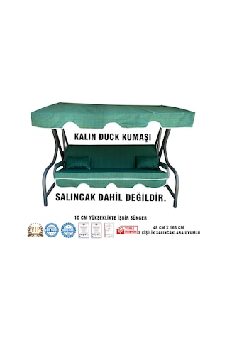 Lüks Duck Vip Salıncak Minder Seti 3 Kişilik 10 Cm Süngerli Tenteli-yeşil-salıncak Minderi Yeşil