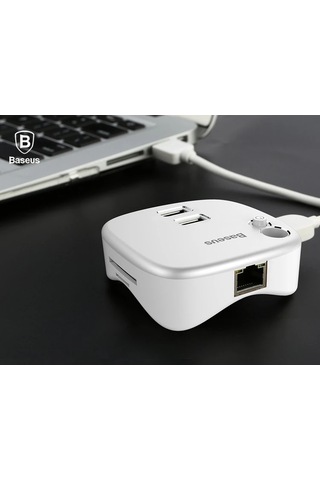 Baseus Çok Fonsiyonlu Notebook Adaptörü Hub Dual Usb 3.0 Rj45 Tf/sd- 5775 Renkli
