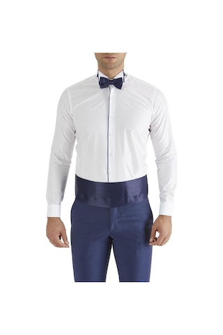 Efor Slim Fit Duble Manşet Biyeli Beyaz Lacivert Damatlık Smokin Gömlek Gk 182 Beyaz