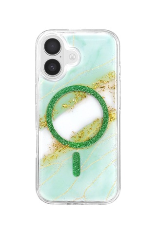 Onegif Apple Uyumlu iPhone 17 Lotus Simli Magsafe Kapak - Yeşil Diğer