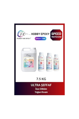 7.5 Kg Hobi Epoksi Speed/ Hızlı Kuruma/ Şeffaf Epoksi Reçine Ince Döküm