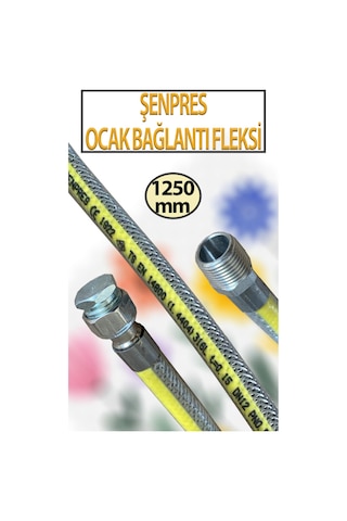 Doğalgaz, Ocak Bağlantı Fleksi 1250 Mm 1,25 Metre Uzunluğunda 1/2 Lik Şenpress