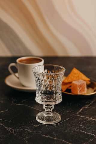 6 Lı Kristal Cam Kahve Yanı Su Bardağı Bardak 85ml şeffaf