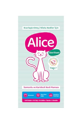 Alice  Somonlu Karidesli Light Kısırlaştırılmış Yetişkin Kedi Maması 6 x 1 KG
