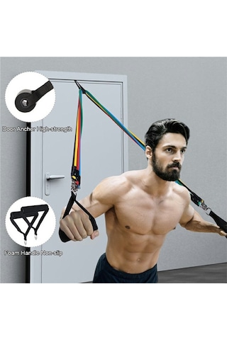 11 Adet / Takım Spor Direnç Bandı Tpr + Naylon Egzersiz Gerginlik Çektirme Egzersiz Elastik Halat