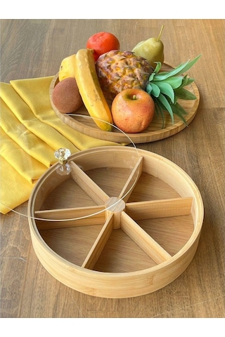 Bambu  6 Bölmeli Kahvaltılık & Çerezlik Akrilik Kapaklı 20 Cm