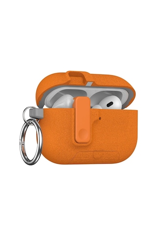 Apple Uyumlu AirPods Pro 3. Nesil İle Kılıf Standlı Kilitli Tpu Premium Matte Trip Case Turuncu