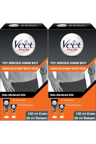 Veet Men Özel Bölgeler İçin Tüy Dökücü Krem 2 x 100 ML + Balsam 2 x 50 ML