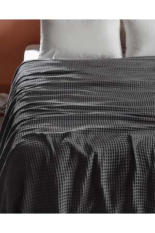 Madame Coco Avril Pamuklu Çift Kişilik Pamuklu Ecocell Lüks Pike - Antrasit Gri