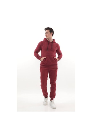 Erkek 3 İplik Kapüşonlu Sweat Üst Bordo