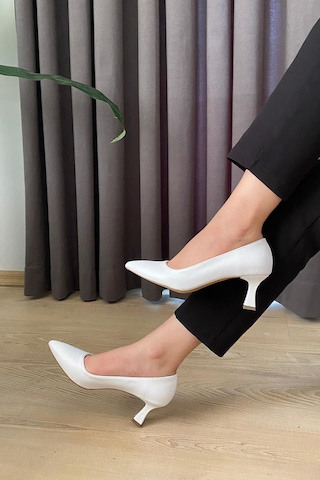Preshley Kadın Sity Beyaz 6 Cm İnce Topuklu Stiletto Beyaz