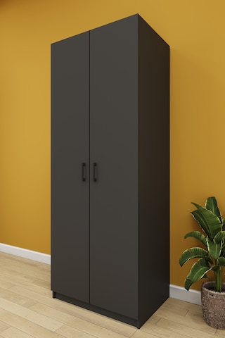 Lüks 2 Kapaklı Çok Amaçlı Yüklük Gardırop %100 Mdf Yatak Yorgan Yastık Saklama Dolabı Yk01 Antrasit