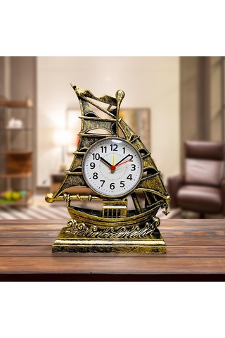 Suntek Masa Saati Dekorasyon Pille Çalışan Çalar Saat Bronz