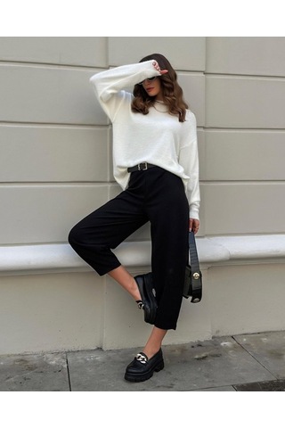 Efnaz Style Kadın Krep Kumaş Balon Pantolon siyah