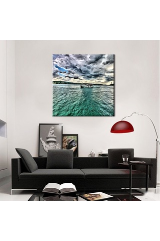 Yeşil Yansıyan Deniz Kanvas Tablo 25x25cm
