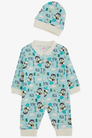 Breeze Erkek Bebek Tulum Pilot Ayıcık Desenli 0-3 Ay-6 Ay, Açık Mavi Açık Mavi