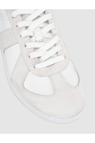 Kadın Beyaz Hakiki Deri Retro Şerit Detaylı Sneaker
