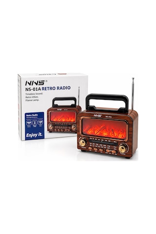 Şömineli Retro Radyo Hoparlör Bluetooth, Am/fm/sw, Usb/type-c, Tf