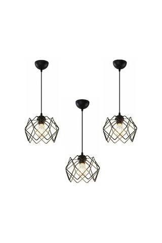 Trend Kitchen 3 Adet Silvano Camsız Avize One Salon,mutfak Sarkıt Avize Siyah