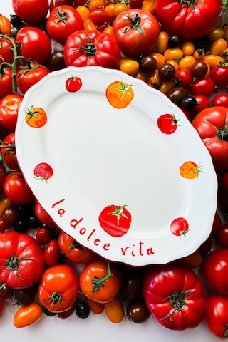 Rakle x Bengi Kurtcebe Pomodoro Stoneware Kayık Sunum Tabağı 34 cm