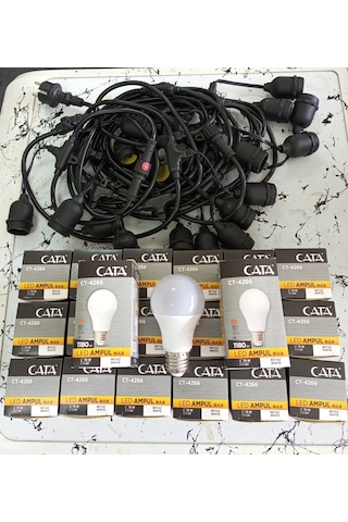 10 Metre 20 Duylu 9w Led Ampullü Zincir Bahçe Aydınlatma