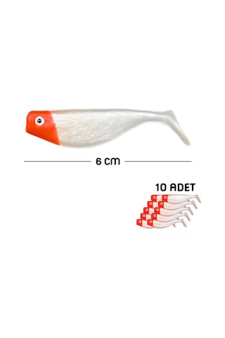 Silikon Balık Yem - Dft - 6cm - Kırmızı/beyaz 141-3017 - 10'lu Paket