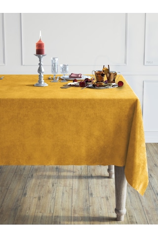 Daily Series Kadife Dokulu Safran Rengi Masa Örtüsü Safran
